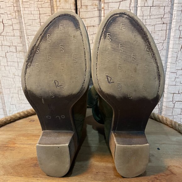 FRANCO SARTO OLIVE GREEN DISTRESSED SUEDE HIGH HEEL ANKLE BOOTS 7 - Picture 5 of 6